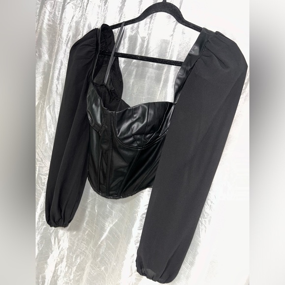 Fashion Nova corset Top with sheer arms - Picture 2 of 9